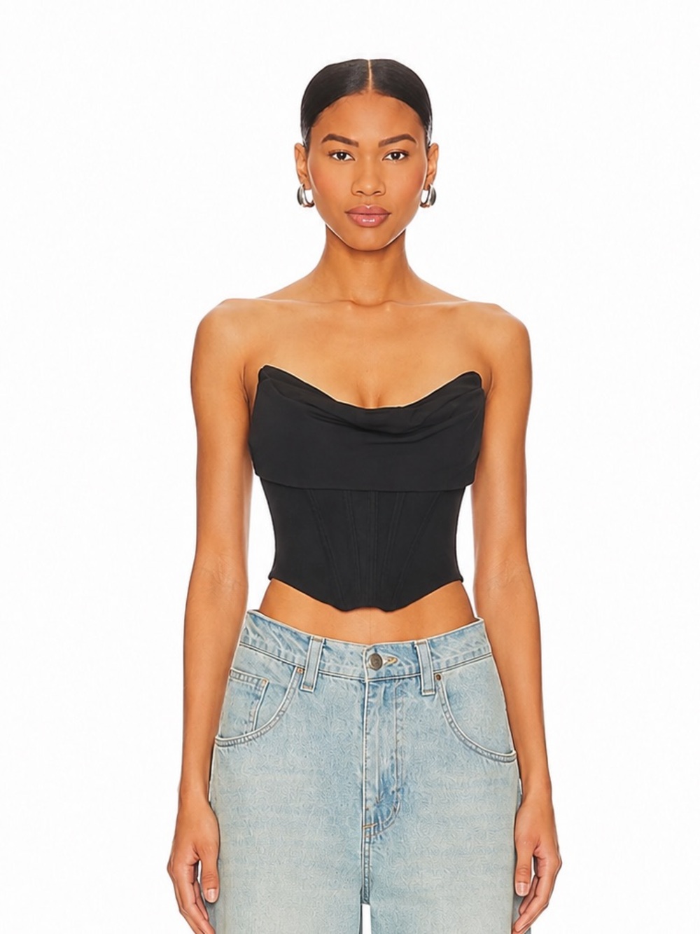 New! NBD Hailee Strapless Cowl Neck Corset Bustier Top 🖤 Medium